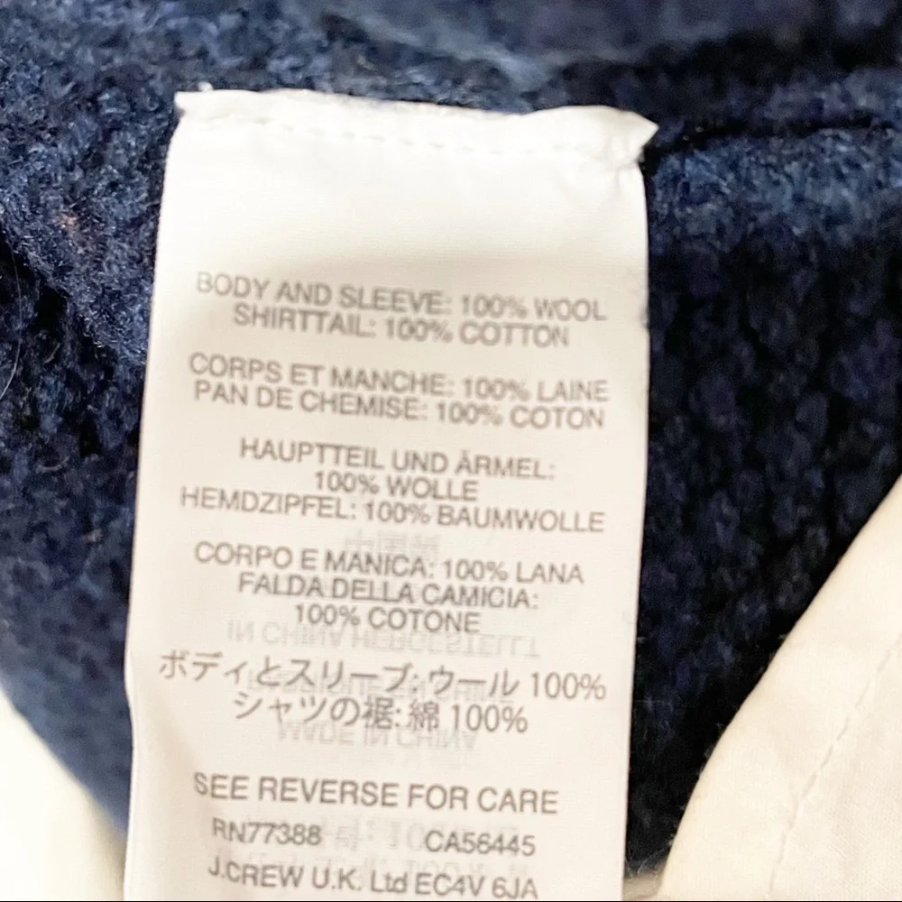 J. Crew Small Navy Waffle‎ Knit Lambswool Shirttail Crewneck Sweater